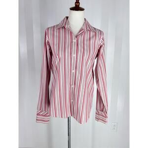 LIZ CLAIBORNE Women’s Pink/White Button Up Top Sz 6